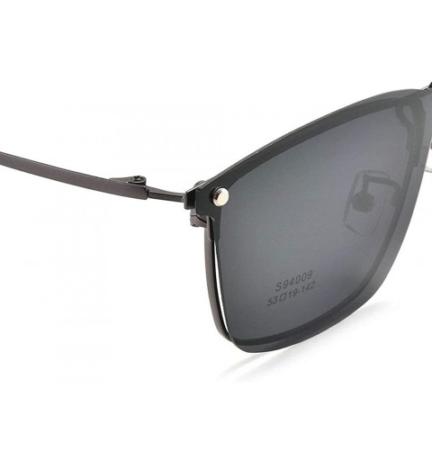 Square One-piece Clip On Sunglasses Frame Metal Full Frame Retro Polarized Sets Of Mirror Glasses - Black - CN18XICYQ7Q $15.73