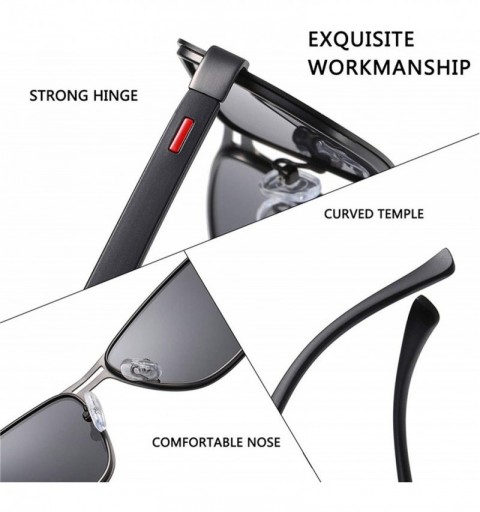 Goggle 2020 Fashion Sunglasses Men Polarized Square Metal Frame Male Sun Glasses Driving Fishing Eyewear - C1black Gray - CF1...