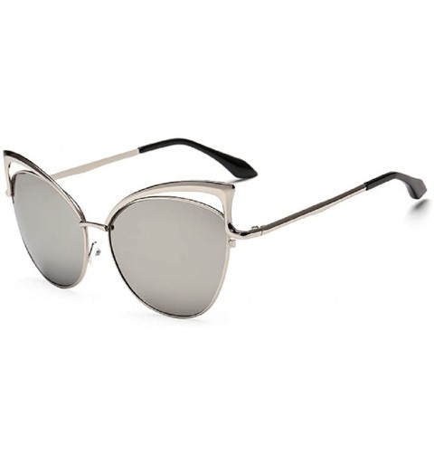 Oversized Sexy Cateye Women Sunglasses Oversized Metal Frame Flat Mirrored Lens - K - C0184ROT5RW $8.07