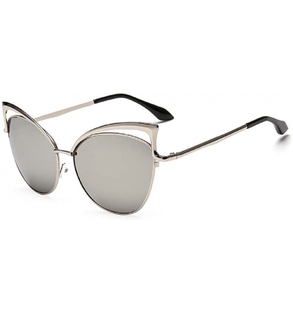 Oversized Sexy Cateye Women Sunglasses Oversized Metal Frame Flat Mirrored Lens - K - C0184ROT5RW $8.07