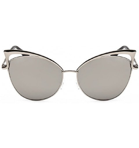 Oversized Sexy Cateye Women Sunglasses Oversized Metal Frame Flat Mirrored Lens - K - C0184ROT5RW $8.07