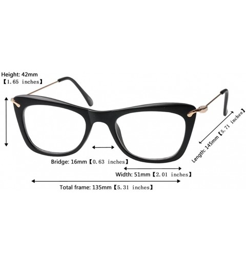 Cat Eye Womens Fashion Designer Cat Eye Eyeglasses Frames with Metal Arms - 2 Pairs / Black + Tea - CJ18G8O95HZ $12.82