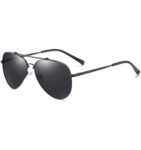 Aviator Unisex Aviator Polarized Sunglasses for Men Women UV400 Protection 8061 - Black - CJ195UMGUSA $11.97