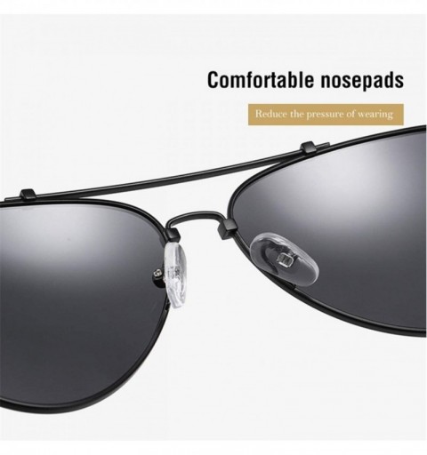 Aviator Unisex Aviator Polarized Sunglasses for Men Women UV400 Protection 8061 - Black - CJ195UMGUSA $11.97