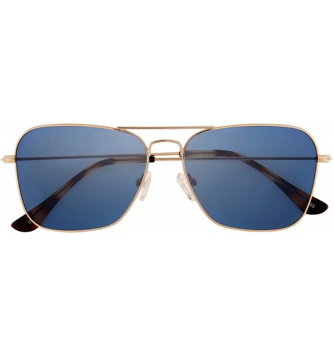 Aviator Polarized Frame Aviator Sunglasses for Men Women Shades Unisex Sun Glasses with Case - Gold Frame With Blue Lens - CD...