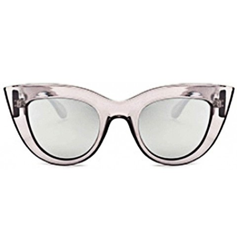 Cat Eye Cat eye sunglasses ladies uv400 eye care anti-UV fashion obstruction - Transparent Frame Mercury Film - C118M74W7W8 $...