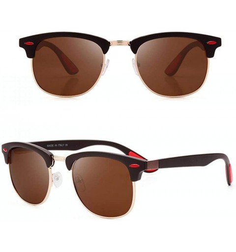 Oversized Classic Brand Polarized Sunglasses Men Women Vintage Retro Black Black C01 - Brown Brown C05 - CD18XE9XNA6 $19.04