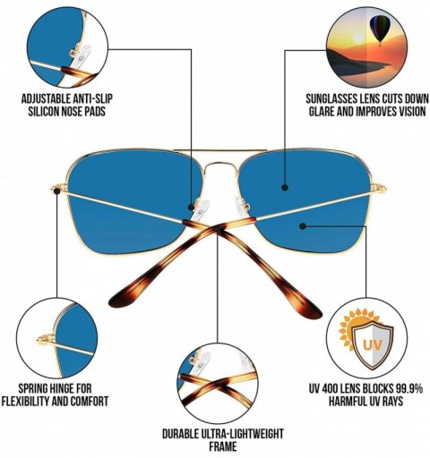 Aviator Polarized Frame Aviator Sunglasses for Men Women Shades Unisex Sun Glasses with Case - Gold Frame With Blue Lens - CD...