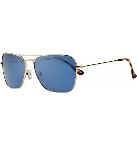 Aviator Polarized Frame Aviator Sunglasses for Men Women Shades Unisex Sun Glasses with Case - Gold Frame With Blue Lens - CD...