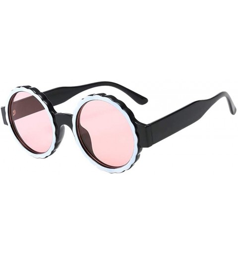 Round Women's Fashion Round Frame Mask Sunglasses Integrated Gas Glasses - Pink - CL18UL7GTHG $10.53