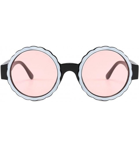 Round Women's Fashion Round Frame Mask Sunglasses Integrated Gas Glasses - Pink - CL18UL7GTHG $10.53