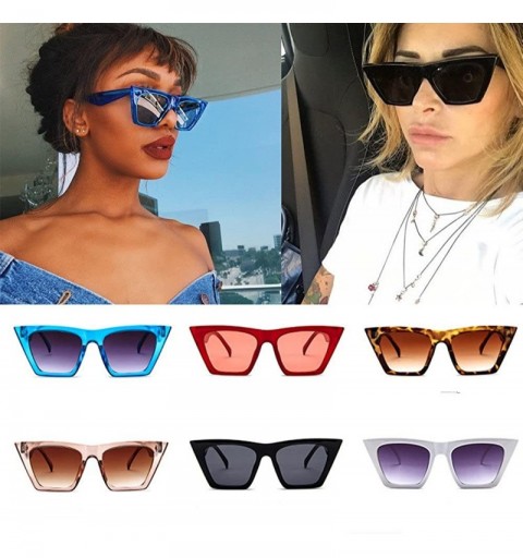 Oversized Women Sunglasses Oversized Retro PC Frame Vintage Inspired Sunglasses UV Protection Cat Eye Square Sun Glasses - CT...