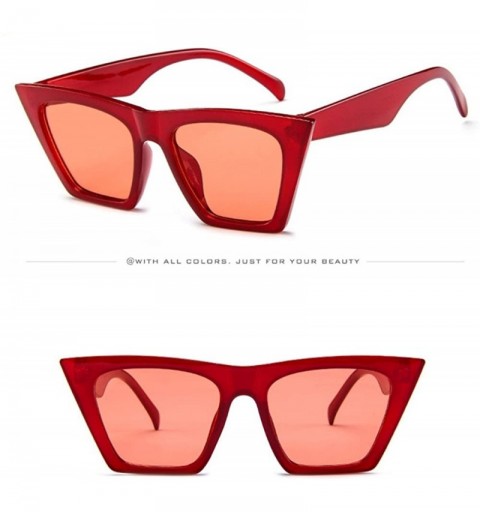 Oversized Women Sunglasses Oversized Retro PC Frame Vintage Inspired Sunglasses UV Protection Cat Eye Square Sun Glasses - CT...