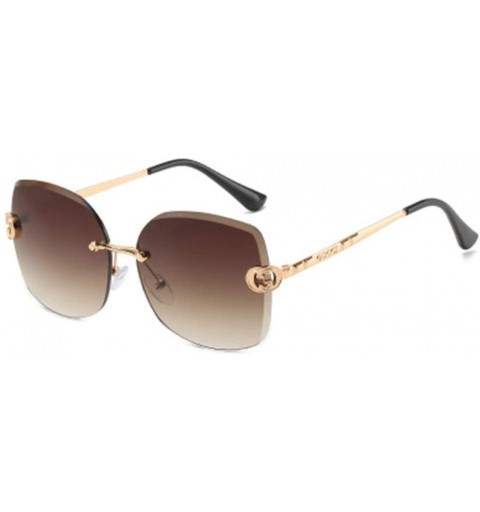 Sport Frameless Sunglasses Women's Metallic Ocean Cut Edged Sunglasses - 1 - CP19087HTUR $27.83
