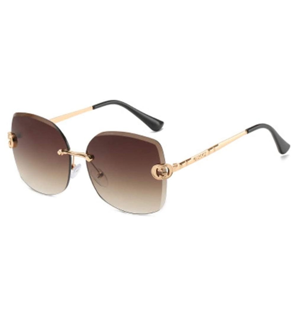 Sport Frameless Sunglasses Women's Metallic Ocean Cut Edged Sunglasses - 1 - CP19087HTUR $27.83