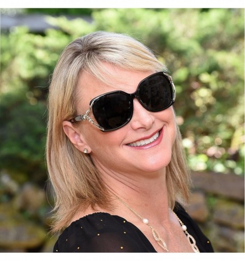 Square Designer Oversized Polarized Sunglasses For Women UV400 Sun Glasses - Black Frame With Rhinestones - C418TH8CEO3 $14.50