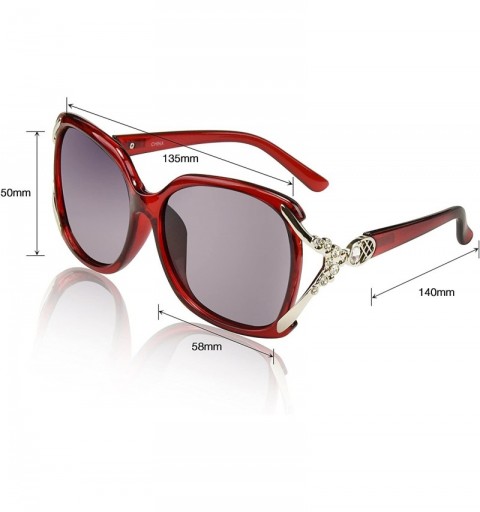 Square Designer Oversized Polarized Sunglasses For Women UV400 Sun Glasses - Black Frame With Rhinestones - C418TH8CEO3 $14.50