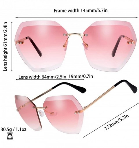 Oversized Sunglasses For Women Oversized Rimless Diamond Cutting Lens Sun Glasses - Exquisite Packaging - 965807-gold - C018A...
