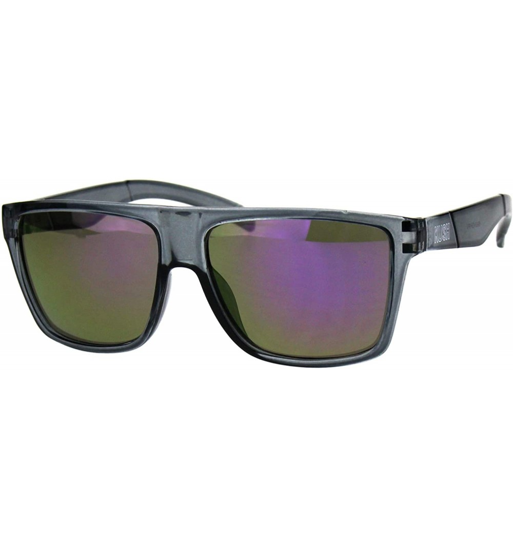 Square KUSH Sunglasses Mens Fashion Square Frame Mirrored Lens UV 400 - Grey (Purple Mirror) - CS18IXW366G $7.48