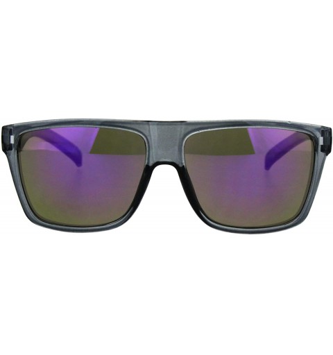 Square KUSH Sunglasses Mens Fashion Square Frame Mirrored Lens UV 400 - Grey (Purple Mirror) - CS18IXW366G $7.48