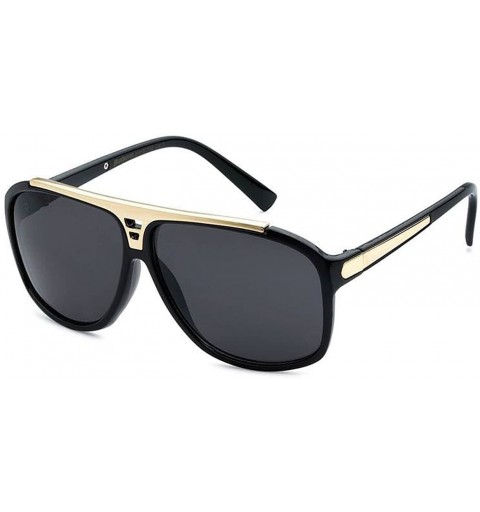 Aviator Metal Flat-Top Aviator Sunglasses - Gold/Black - CS18DNGA2DZ $9.89