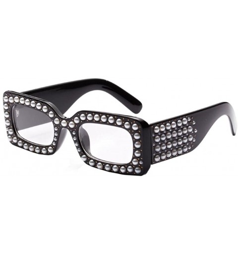 Rimless Womens Sunglasses - Fashion Womens Pearl Square Frame Shades Sun Glasses UV400 Protection - E - CS18DTR3XXW $13.23