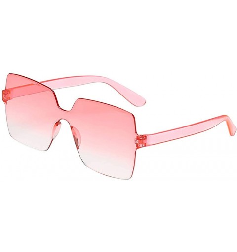 Oversized Oversized Square Candy Colors Glasses Rimless Frame Unisex Sunglasses - I - CW195NHSWXM $18.11