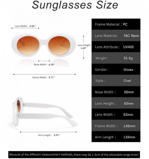 Oval Clout Goggles Women Oval Sunglasses Bold Mod Thick Frame Sun Glasses Round Retro Shades for Men UV400 Protection - CO18E...