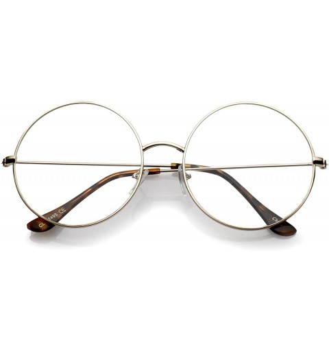 Oversized Classic Oversize Slim Metal Frame Clear Flat Lens Round Eyeglasses 56mm - Gold / Clear - CA12O8YPM1T $20.62