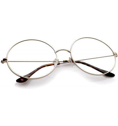 Oversized Classic Oversize Slim Metal Frame Clear Flat Lens Round Eyeglasses 56mm - Gold / Clear - CA12O8YPM1T $13.22