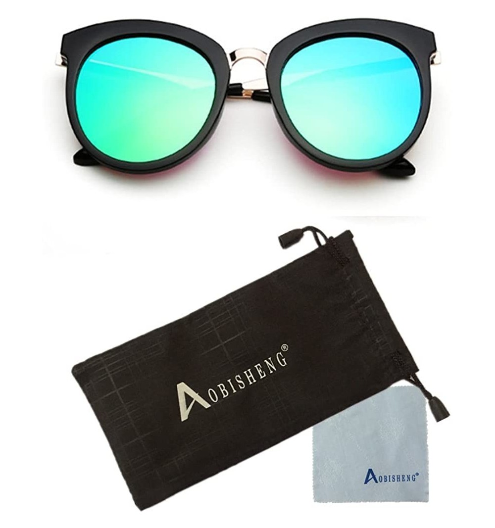 Oval Fashion Sunglasses Oval Retro Reflective Mirror Sunglasses - Green - CR12GY8R9FR $10.32