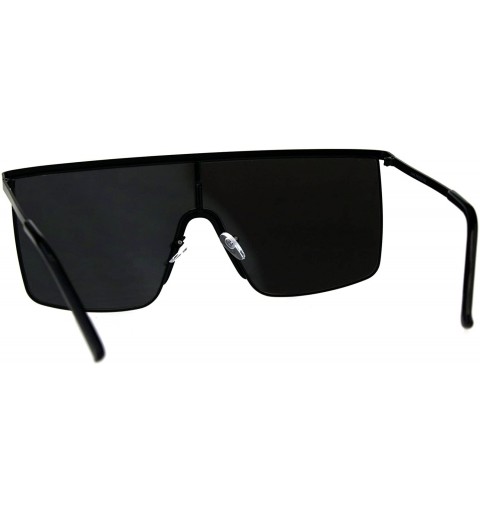 Shield Oversized Fashion Sunglasses Unisex Flat Top Square Shield Mirrored UV 400 - Black (Silver Mirror) - CC18DTRUEL8 $23.70