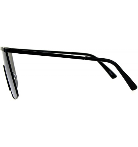 Shield Oversized Fashion Sunglasses Unisex Flat Top Square Shield Mirrored UV 400 - Black (Silver Mirror) - CC18DTRUEL8 $23.70