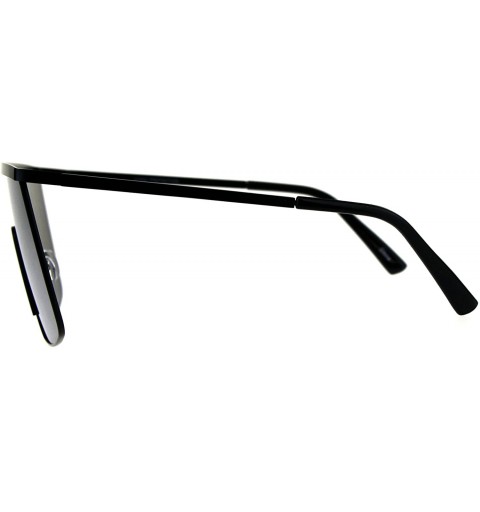 Shield Oversized Fashion Sunglasses Unisex Flat Top Square Shield Mirrored UV 400 - Black (Silver Mirror) - CC18DTRUEL8 $13.26