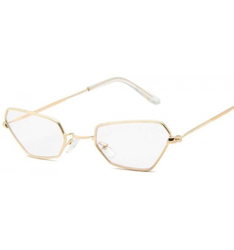 Cat Eye Retro Small Cat Eye Sunglasses Women Vintage Brand Shades Yellow SilverYellow - Goldtrans - CF18XQY23YX $10.81