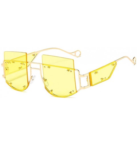 Rimless Hipster Square Sunglasses-Owersized Shade Glasses-Rimless Metal-Mirrored Lens - H - C7190ED6ZG3 $37.24