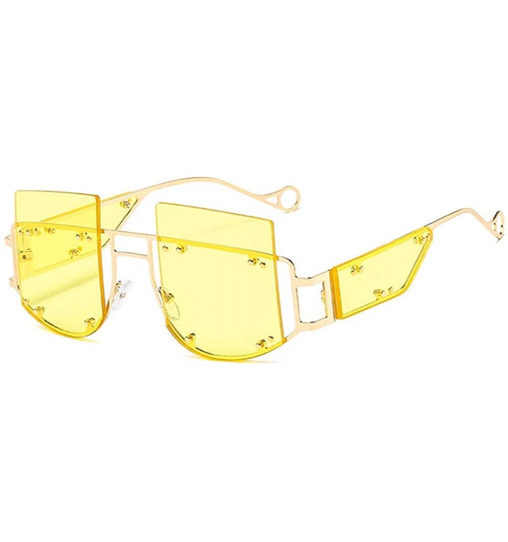Rimless Hipster Square Sunglasses-Owersized Shade Glasses-Rimless Metal-Mirrored Lens - H - C7190ED6ZG3 $37.24