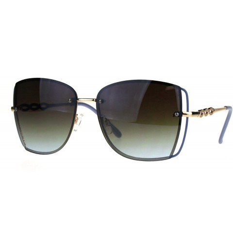 Butterfly Womens Butterfly Rimless Jewel Arm Squared Metal Sunglasses - Gold Blue Smoke - C91884CL49G $23.73