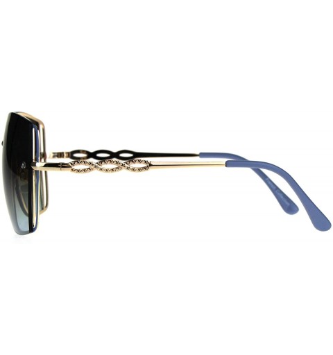 Butterfly Womens Butterfly Rimless Jewel Arm Squared Metal Sunglasses - Gold Blue Smoke - C91884CL49G $12.02