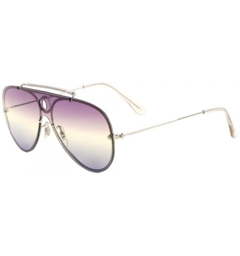 Shield Rimless One Piece Shield Triple Oceanic Color Lens Aviator Sunglasses - Purple - C41987I39CU $14.76