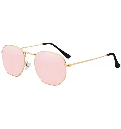 Oval Polarized Sunglasses Men Vintage Sunglass Fashion Mens Summer Sun Glasses Top Quality UV400 - Gold W Pink Mir - CQ197Y74...