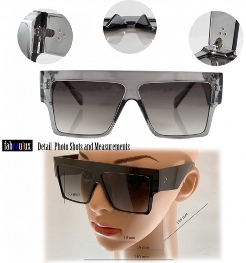 Square Mega Size Flat Top Bold Square Frame Sunglasses A263 - Grey Black - C718Q2622XR $9.82