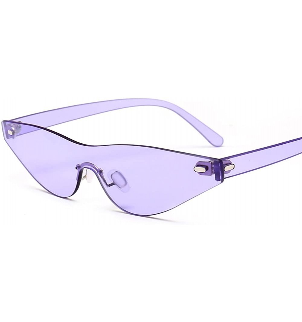 Rimless Triangle Cat Eye Sunglasses Women Rimless Sun Glasses Female Accessories - Purple - CF18EILS8AZ $8.97
