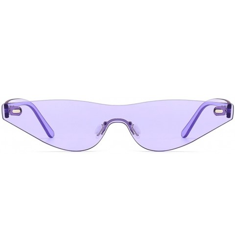 Rimless Triangle Cat Eye Sunglasses Women Rimless Sun Glasses Female Accessories - Purple - CF18EILS8AZ $8.97