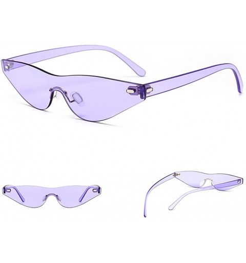 Rimless Triangle Cat Eye Sunglasses Women Rimless Sun Glasses Female Accessories - Purple - CF18EILS8AZ $8.97