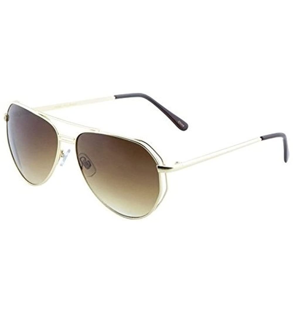 Aviator Modern Angled European Aviator Sunglasses with Double Bar Accent - Copper - CQ180OMQ5CG $10.89