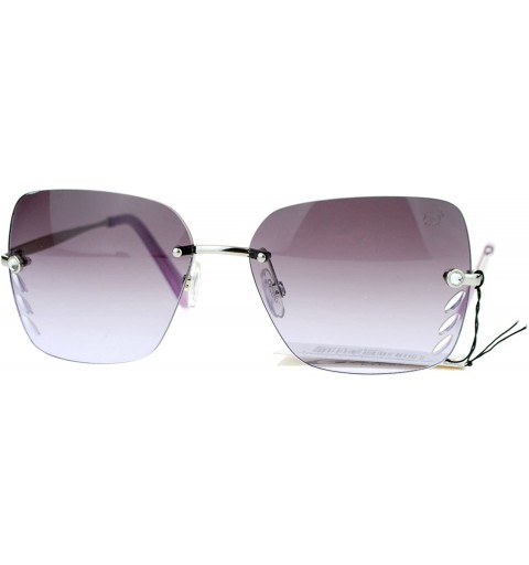 Rimless Womens Rimless Square Sunglasses Chic Designer Fashion Shades - Silver (Purple) - C918C56GHUI $7.54