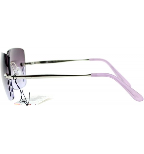 Rimless Womens Rimless Square Sunglasses Chic Designer Fashion Shades - Silver (Purple) - C918C56GHUI $7.54