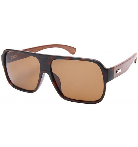 Square Retro Square Wooden Bamboo Sunglasses Polarized Lens 540846BM-P - Matte Tortoise - C0183G9I8SC $19.26