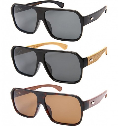 Square Retro Square Wooden Bamboo Sunglasses Polarized Lens 540846BM-P - Matte Tortoise - C0183G9I8SC $19.26